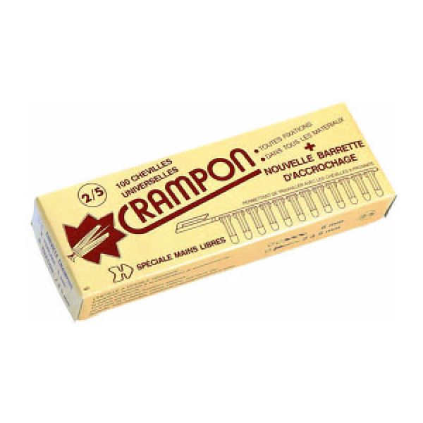 Cheville nylon légère universelle CRAMPON® marron pour vis de 4 à 7 mm -  boîte de 100 - SCELL-IT