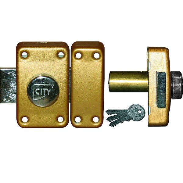 Verrou de sûreté CITY25 à bouton - 80 mm - bronze - ISEO