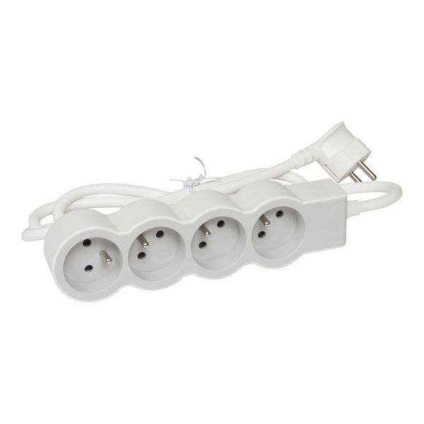 Rallonge multiprises extra-plate - cordon 3 m - 4 prises - câble 3G1,5 -  blanc / gris - legrand