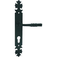 BOUVET NOUVELLE - Ensemble béquille rustique bourgogne sur grande plaque (entraxe 195 mm) - 38/48 mm - clé i | PROLIANS