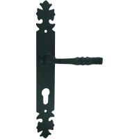 BOUVET NOUVELLE - Ensemble béquille rustique bourgogne sur grande plaque (entraxe 195 mm) - 38/48 mm - clé l | PROLIANS