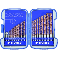 TIVOLY - Composition de 25 forets métaux furius hss revêtus fusio pointe en croix Ø 2 à 13 mm + 1 fraise à noyer Ø 15 mm premium | PROLIANS