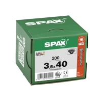 SPAX - Vis bois ferrures filetage total tête fraisée torx® t-star plus pointe s zingué noir 3,5 x 40 mm | PROLIANS