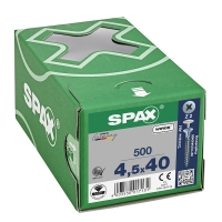 SPAX - Vis bois filetage total tête fraisée pozidriv® percée pointe s zingué wirox 4,5 x 40 mm | PROLIANS