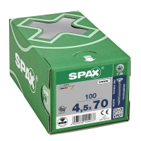 SPAX - Vis bois filetage total tête fraisée torx® t-star plus pointe 4cut zingué wirox 4,5 x 70 mm | PROLIANS