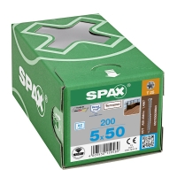 SPAX - Vis terrasse bois résineux double filetage tête cylindrique réduite torx® t-star plus t25 pointe cut inox a2 - 5 x 50 mm en boîte de 200 pièces | PROLIANS