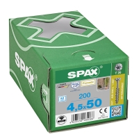SPAX - Vis terrasse bois résineux filetage partiel tête fraisée bombée torx® t-star plus t20 pointe cut inox a2 - 4,5 x 50 mm | PROLIANS