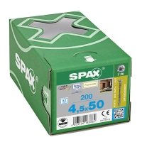 SPAX - Vis terrasse bois résineux double filetage tête fraisée bombée torx® t-star plus t20 pointe 4cut inox a2 - 4,5 x 50 mm | PROLIANS