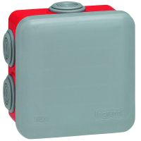 legrand - Boîte de dérivation étanche carrée plexo - 80  x 80 x 45 mm - gris et rouge | PROLIANS