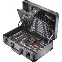 Caisse à outils métallique rouge - dépliable - 5 compartiments SAM