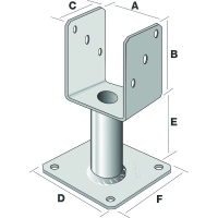 Pied de poteau PPUP - Largeur 90 mm - Platine à visser 100 x 100 mm