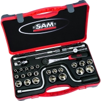 Coffret de 28 outils avec 22 douilles 6 pans 1/2" en mm et accessoires 75-SH28
