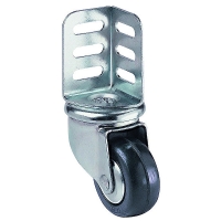 Roulette de meuble sur platine bandage caoutchouc standard 66213 - Capacité de charge : 50 kg - Diamètre : 50 mm - Fonctionnement : pivotante - Hauteur de la roulette : 69 mm