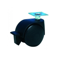 Roulette de meuble sur platine bandage polypropylène 754410 - Capacité de charge : 40 kg - Diamètre : 50 mm - Fonctionnement : pivotante à frein - Hauteur de la roulette : 65 mm