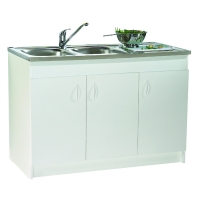 Meuble sous-évier SIM'NF 120 cm 3 portes blanc