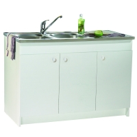 Meuble sous-évier DECLIQ 3 portes 1200 x 820 x 600 mm blanc