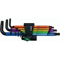 Jeu de clés mâles coudées MULTICOLOUR 6 pans creux 1,5 à 10 mm - Sphérique - Gainée