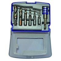 Coffret de forets métaux HSS queue hexagonale + 1 porte-embout - Plage de diamètres 3 à 10 mm - Nombre de pièces 7