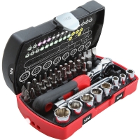 Coffret pocket d'embouts de vissage douilles avec cliquet 1/4" - 40 outils 73-R40Z