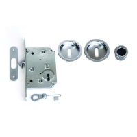 Serrure pour porte coulissante intérieure clé L avec poignées cuvette rondes inox