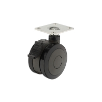 Roulette de meuble sur platine bandage plastique 660.40 - Capacité de charge : 100 kg - Diamètre : 75 mm - Fonctionnement : pivotante à frein - Hauteur de la roulette : 101 mm
