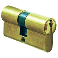 Cylindre européen 2 entrées à 5 goupilles en laiton poli - 30 x 30 mm - s'entrouvrant sur n°2