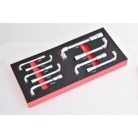 Module de rangement équipé de 9 clés à pipe débouchées - Dimensions (L x l) : 17 x 40 cm