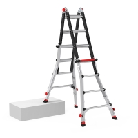 Échelle FLEX-UP+ pliable 4 marches et 4 échelons avec pieds réglables hauteur de travail 4,98 mètres
