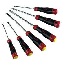 Tournevis - Plat et Phillips® avec manche bimatière en trousse de 6 pièces