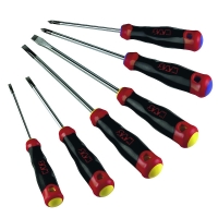Tournevis - Plat et Pozidriv® avec manche bimatière en trousse de 6 pièces