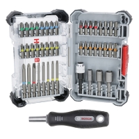 Coffret de 44 embouts de vissage Extra Hard avec porte embout, tournevis et douilles vissage 6 empreintes