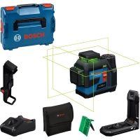 Laser lignes GLL 12V-100-33 CG Vert avec L-BOXX 136, support LB 10, chargeur, batterie, platine de support, poche et clip de plafond