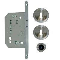 Serrure avec garniture pour porte coulissante intérieure