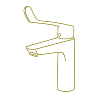 Pour un lavabo ou un plan vasque, opter pour une robinetterie avec un bec relativement haut et long.